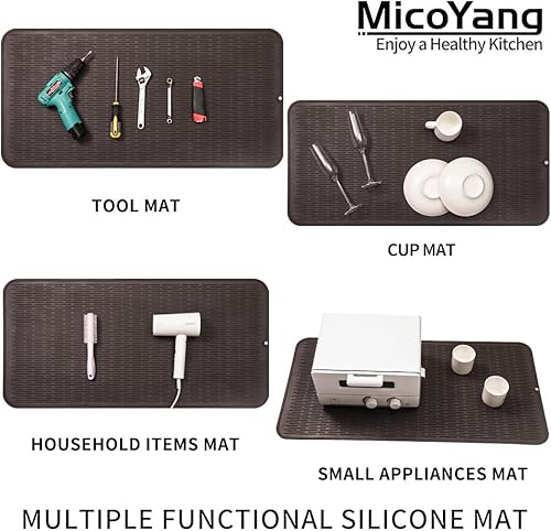 Miniatura 110 de Tapete de silicona para secado de platos para múltiples usos, fácil de limpiar, ecológico, resistente al calor, tapete de silicona para encimera