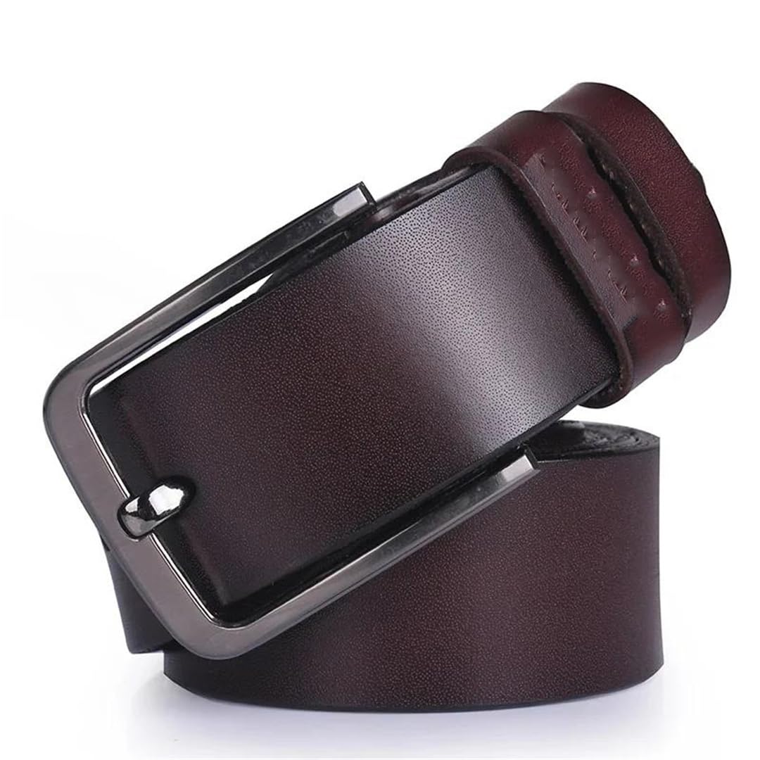 Yeuyyben Cinturón de piel auténtica para hombre, estilo vintage, con hebilla, estilo casual, para negocios