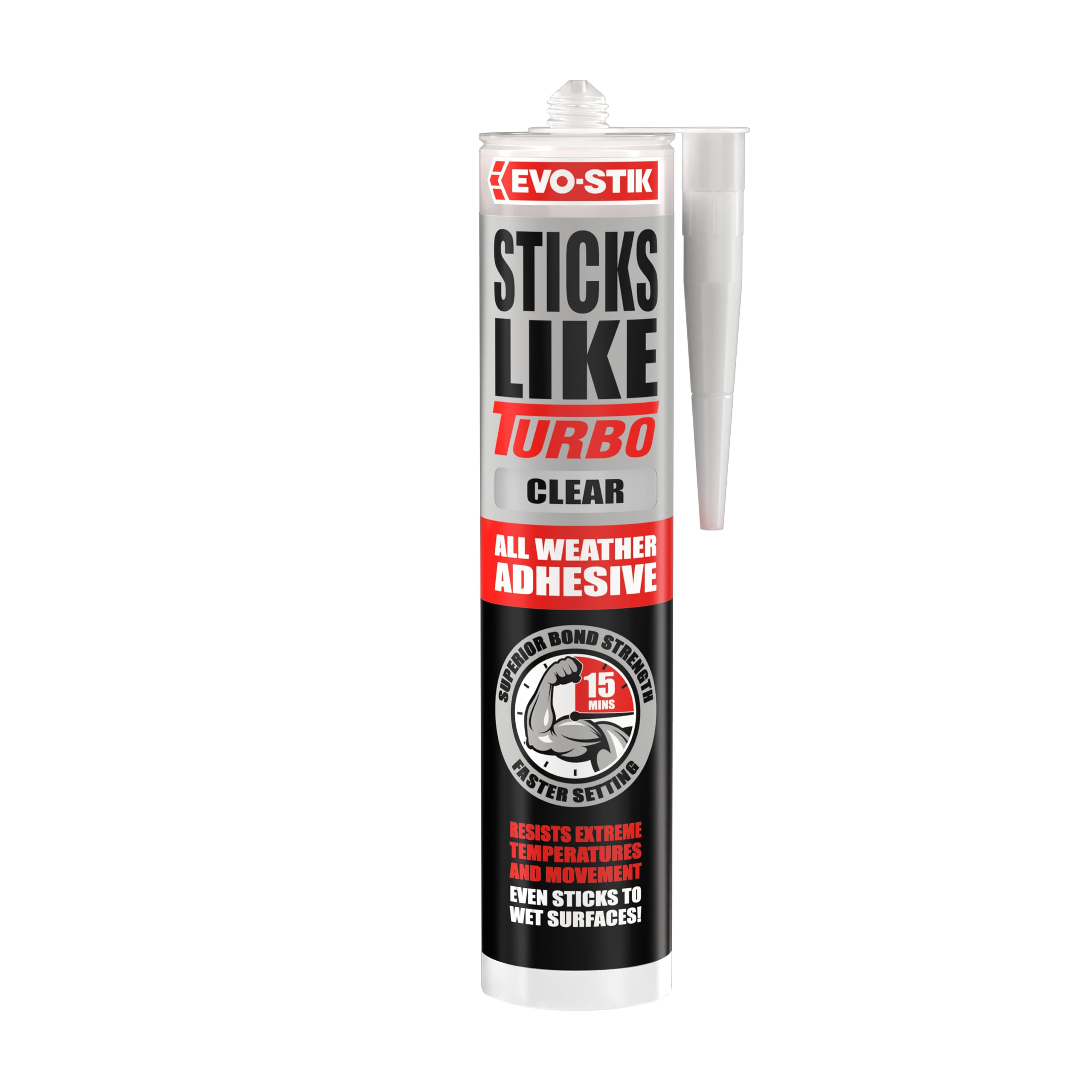 EVO STIK Sticks Like Turbo CLEAR Adhesive 290ml All Weather Fast Setting New