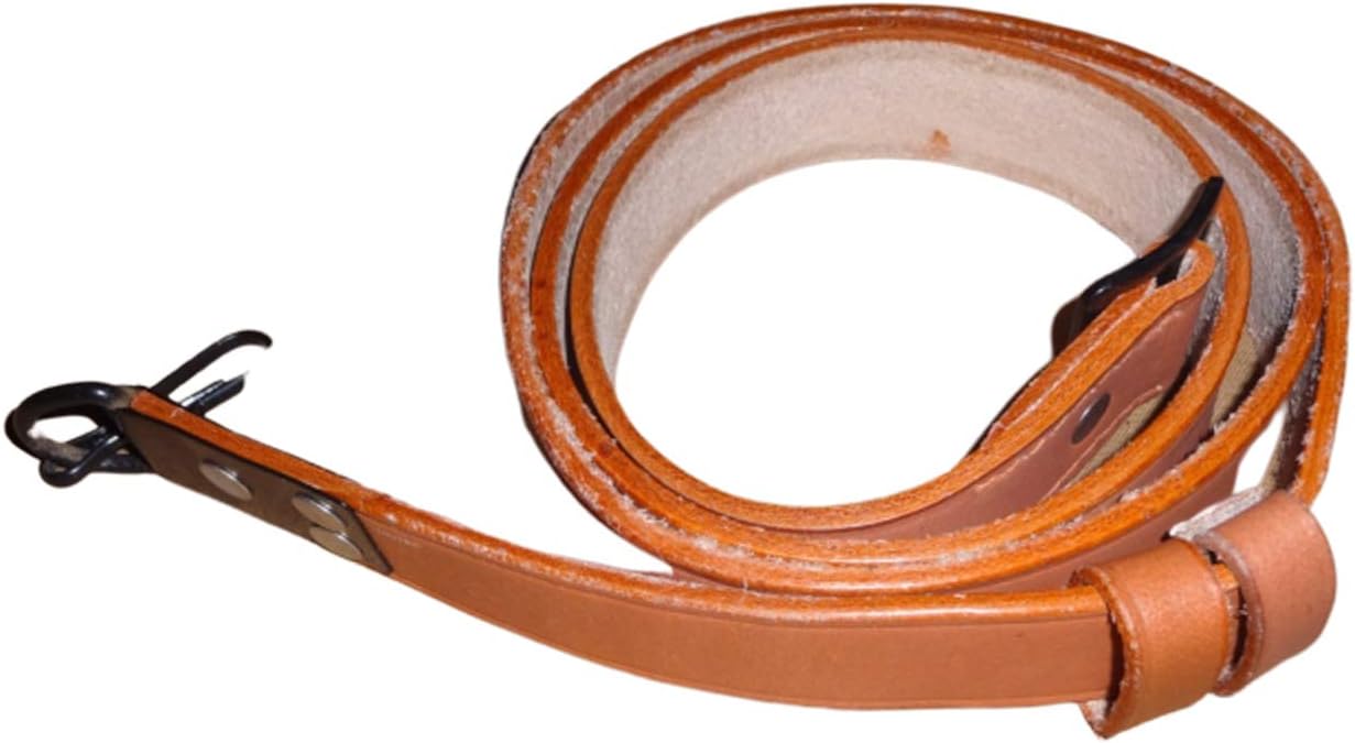 warreplica SKS Leather Rifle Sling|Premium Brown Leather Reproduction|Fits Russian, Chinese, Yugoslavian, Romanian & Albanian SKS|Durable Military Collector Strap for Reenactments & Display