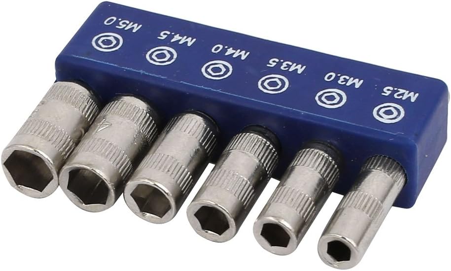 uxcell M2.5 M3 M3.5 M4.0 M4.5 M5 Hex Socket Nut Driver Adapter Drill Bit 6 in 1 Set