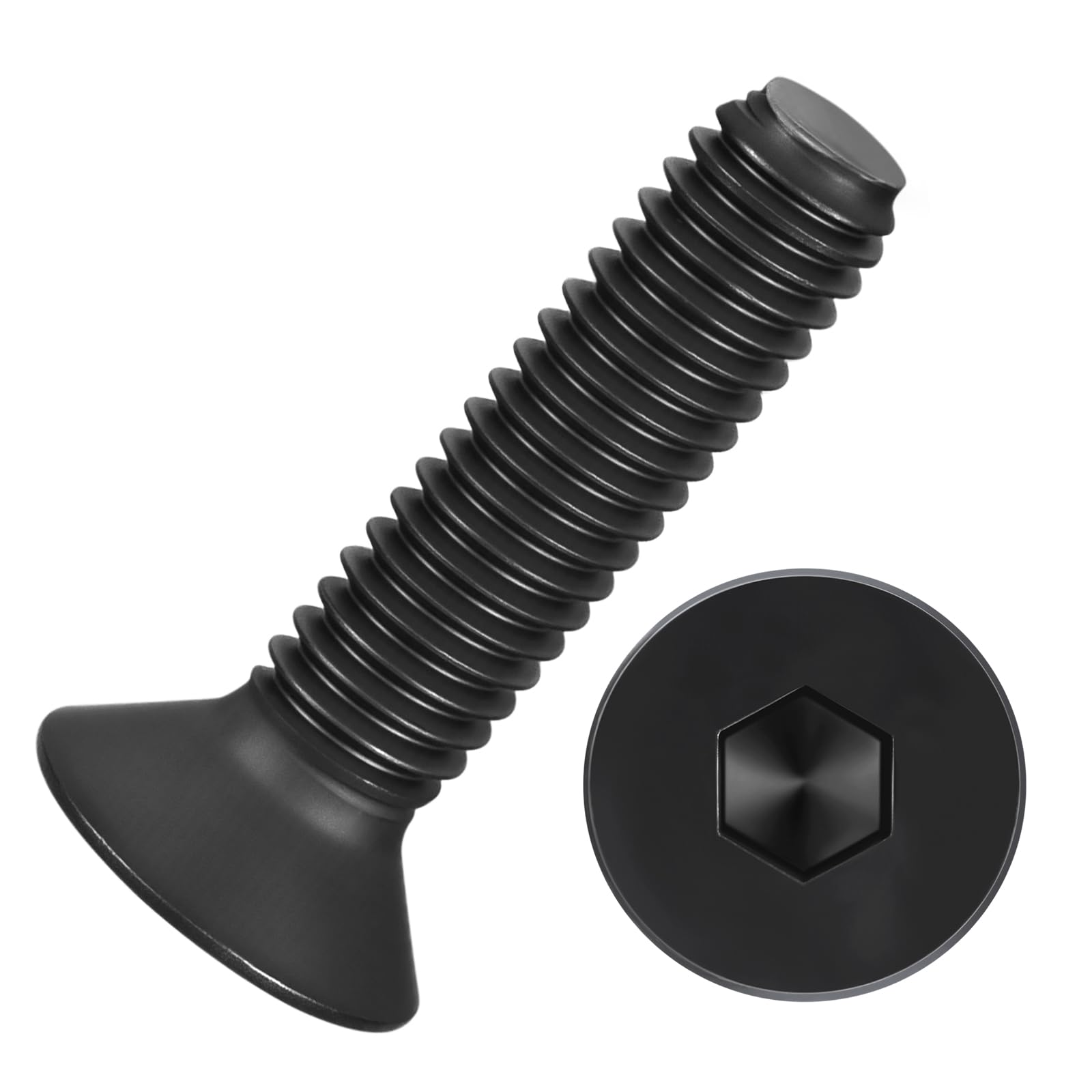 Kozelo 50Pcs Flat Head Socket Cap Screws - [M6-1 x 25], Carbon Steel Countersunk Bolts, Black, for Automotive, Furniture Repair, Industrial Equipment & Temporary Fixes
