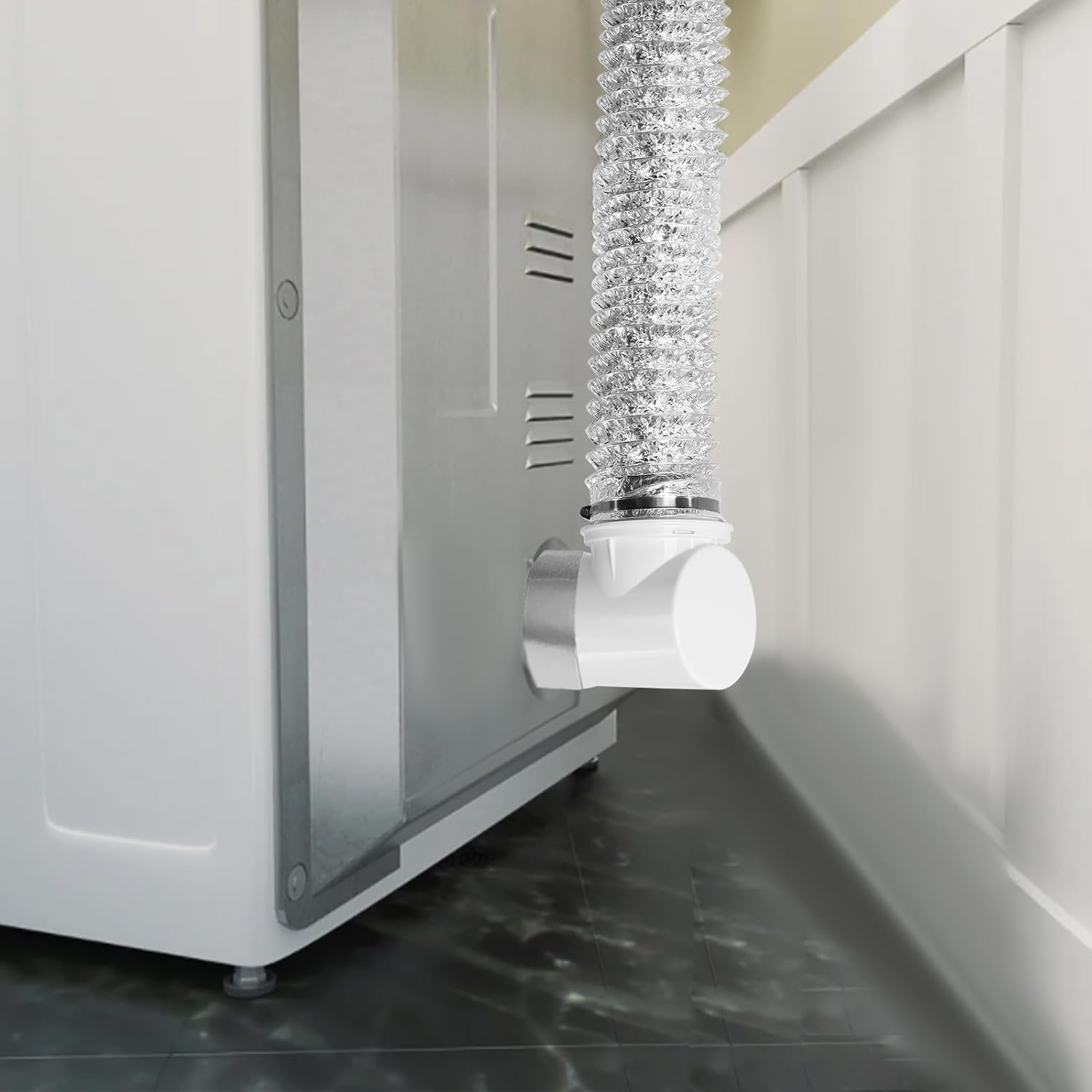 Dryer Vent Hose for Tight Space, Indoor 4in Dryer Vent Vacuum Hose Connector Attachment with Double 90 Degree Elbow, 9.84ft Aluminum Exhaust Hose