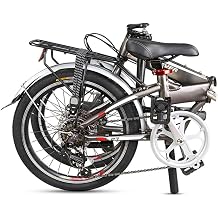 Folding Bike 21 Inch 7 Speeds Aluminum Frame Mountain Bike for Adult Lightweight Aluminum Frame City Mini Compact Bike Bicycle Urban Commuters
