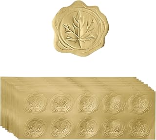 300 Pieces Embossed Gold Foil Stickers Autumn Fall Gold Stickers for Env...