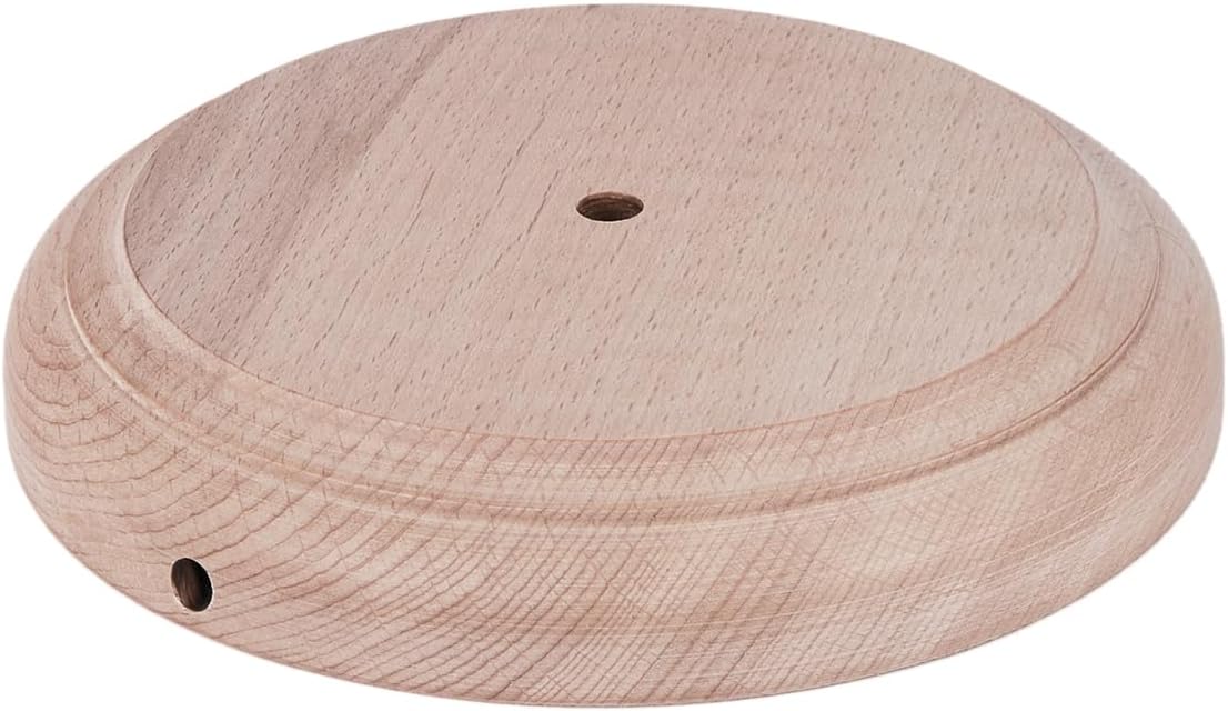 B&P Lamp® Modern Style Unfinished Wooden Lamp Base, 5 1/2 Inch Top by 7 Inch Bottom by 1 1/4 Inch Height