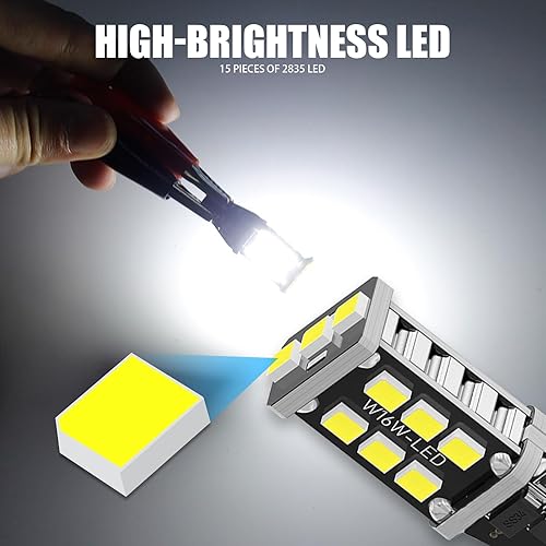 Miniatura 7 de Tesnaao 4 luces LED de decodificación para coche T15, 2835-15SMD PC Board Smart IC Driver IP67 impermeable rápida disipación de calor luz de freno