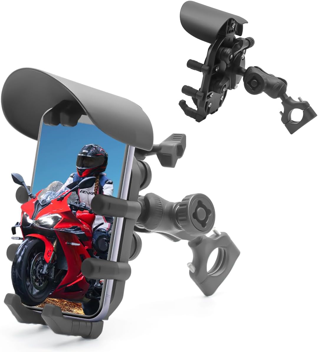 Motorcycle Phone Mount Holder - Sun Proof&Rain Proof&Vibration Proof&Anti Theft Phone Metal Stand is Suitable for Installing 4.7-7 Inch Phones On Motorcycles Bicycles Scooters and ATV Stands