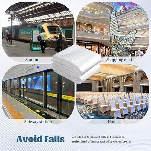 Nikovoke 100 Stück Regenschirmtaschen mit kurzem Griff, 13 x 43 cm, für feuchte Regenschirme, Verwendung in Hotels, Einkaufszentren, U-Bahnen