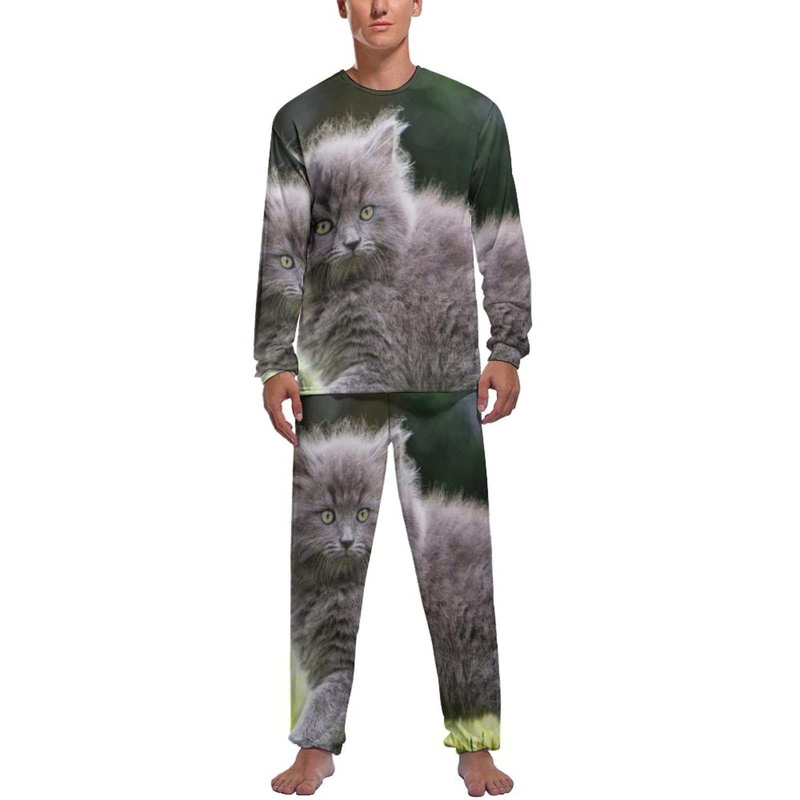 Pyjama manche longue homme Chaton haut et bas pantalon le cadeau idéal - 6