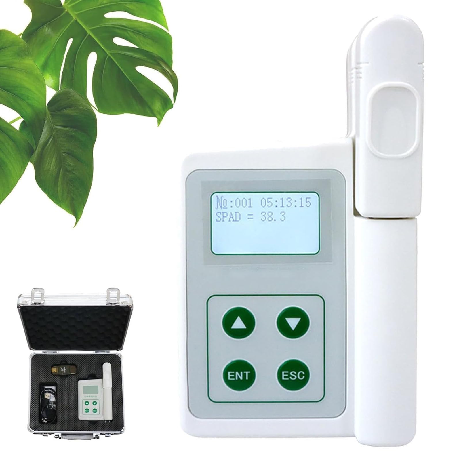 Medidor portátil de clorofila con SPAD y análisis de nitrógeno: comprobador portátil de clorofila, nitrógeno, Temperatura y Humedad, 2000 mAh, para Agricultores y científicos. B