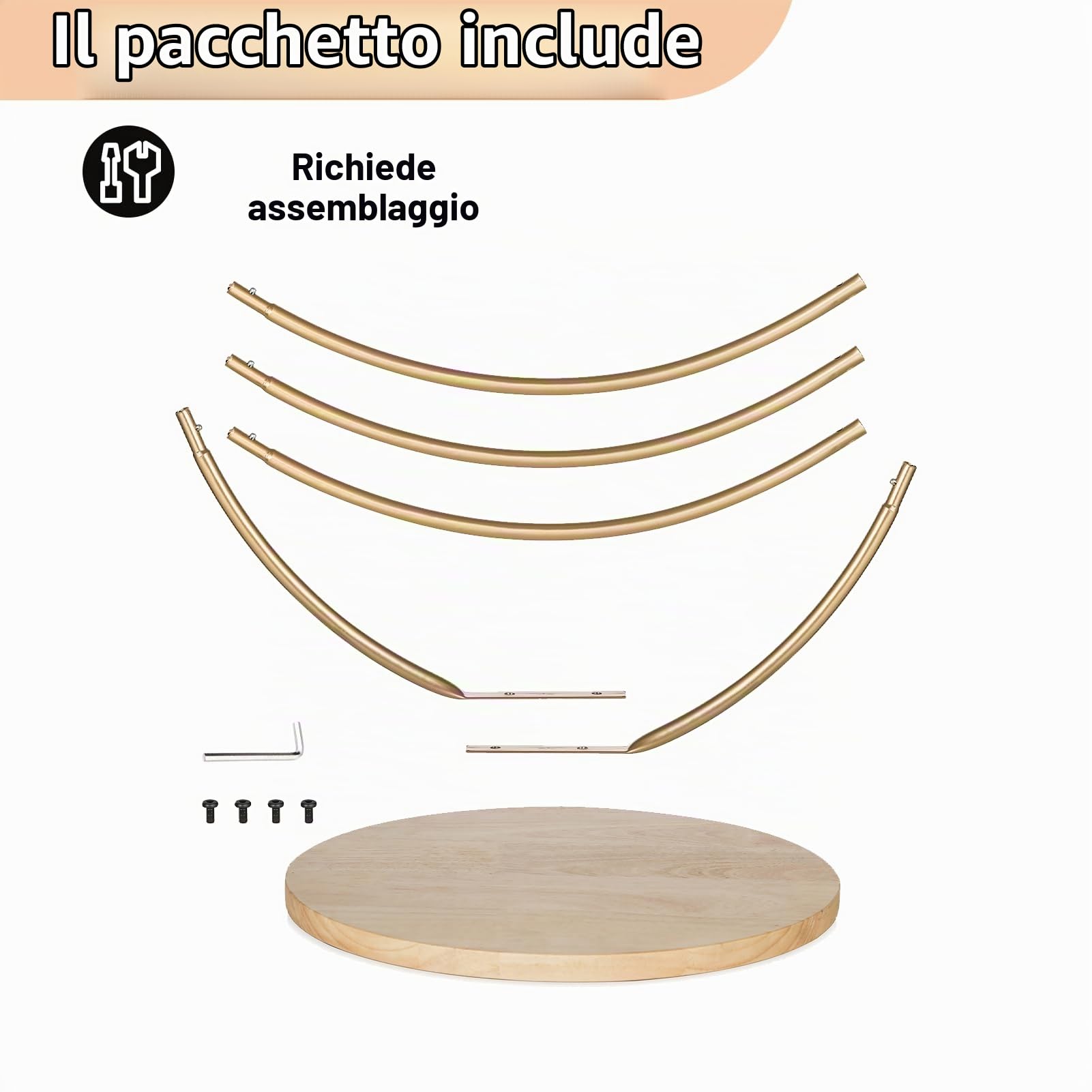 NUPTIO Alzatina Torta con 36cm Piedistallo in Legno, Cake Supporto Base | con Anello in Metallo Dorato, Cupcake Stand per Matrimonio, Compleanno, Anniversario, Natale