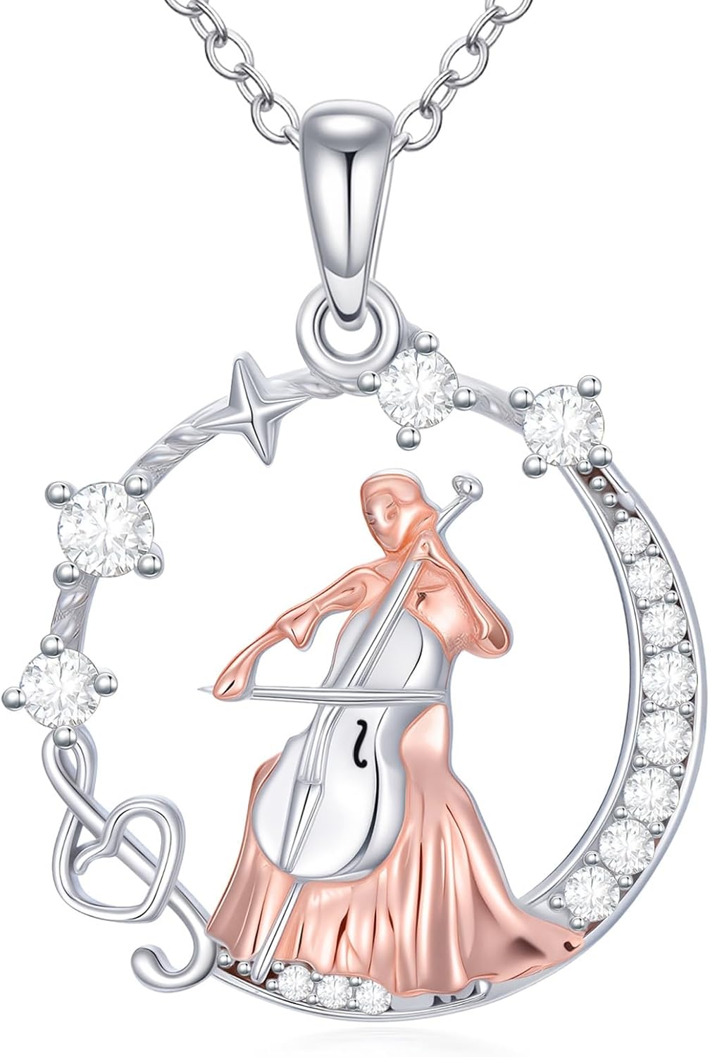 Guitar/Violin/Cello/Painting Necklace for Women Music Lovers 925 Sterling Silver Music Note Treble Clef Pendant Musical Jewelry Musical Art Gifts for Christmas Birthday