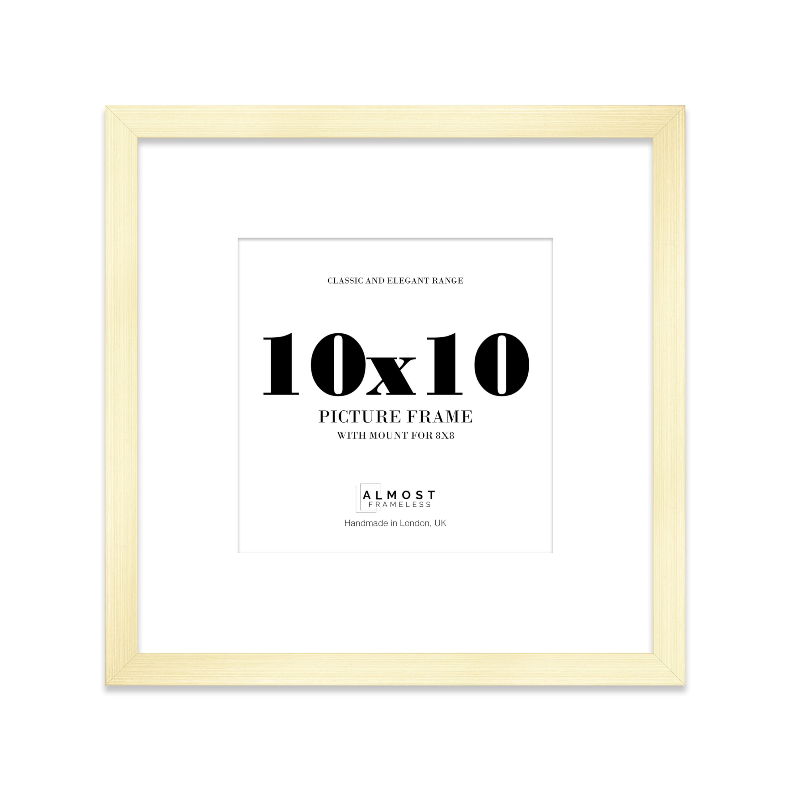 10x10 Gold Picture Frame with Mount for 8x8 Photos, Prints - Modern Square Wall Frame, 1 Pack