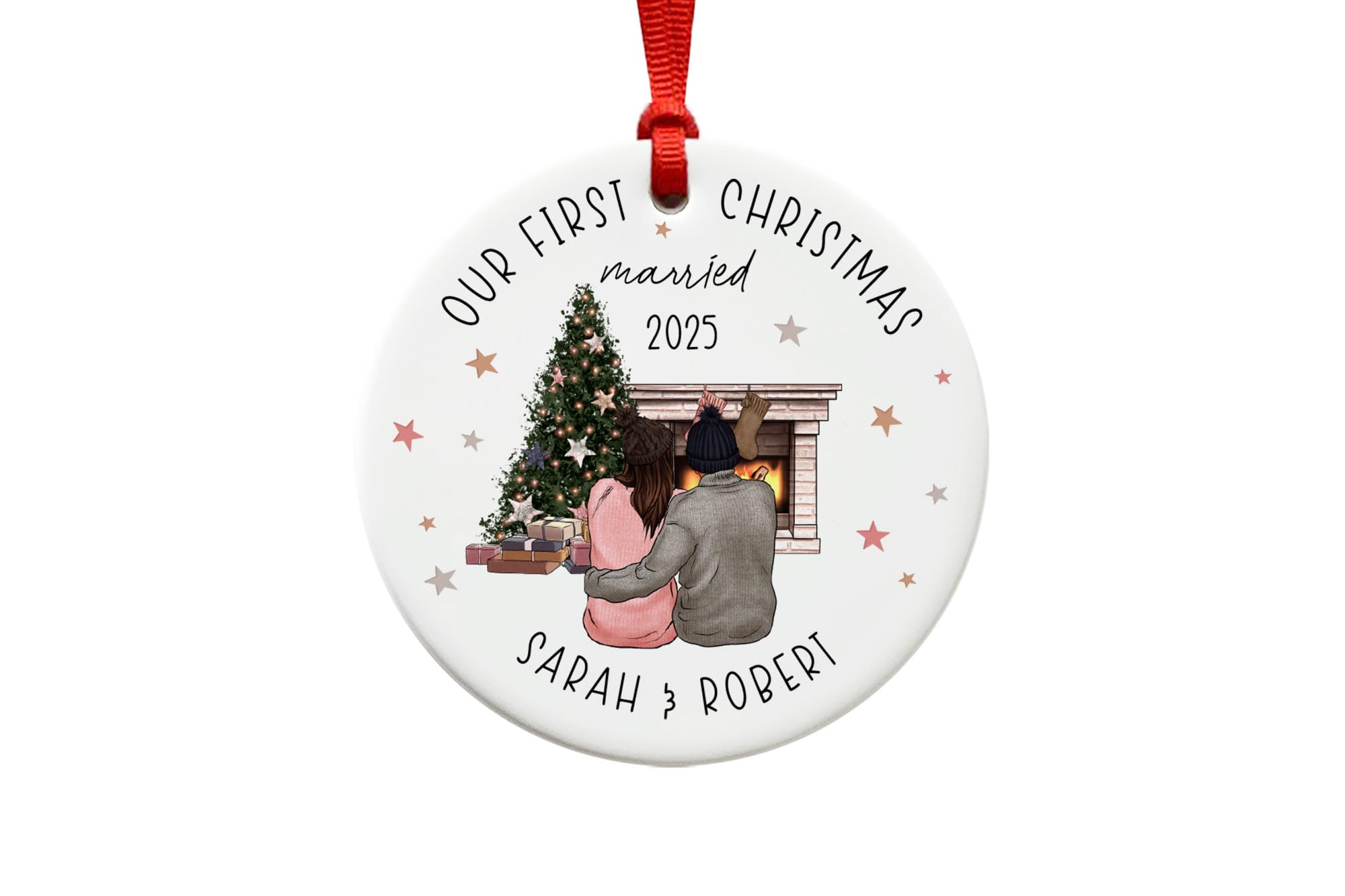 Our First Christmas Married Ornament - Ceramic Christmas Tree Decoration 2025