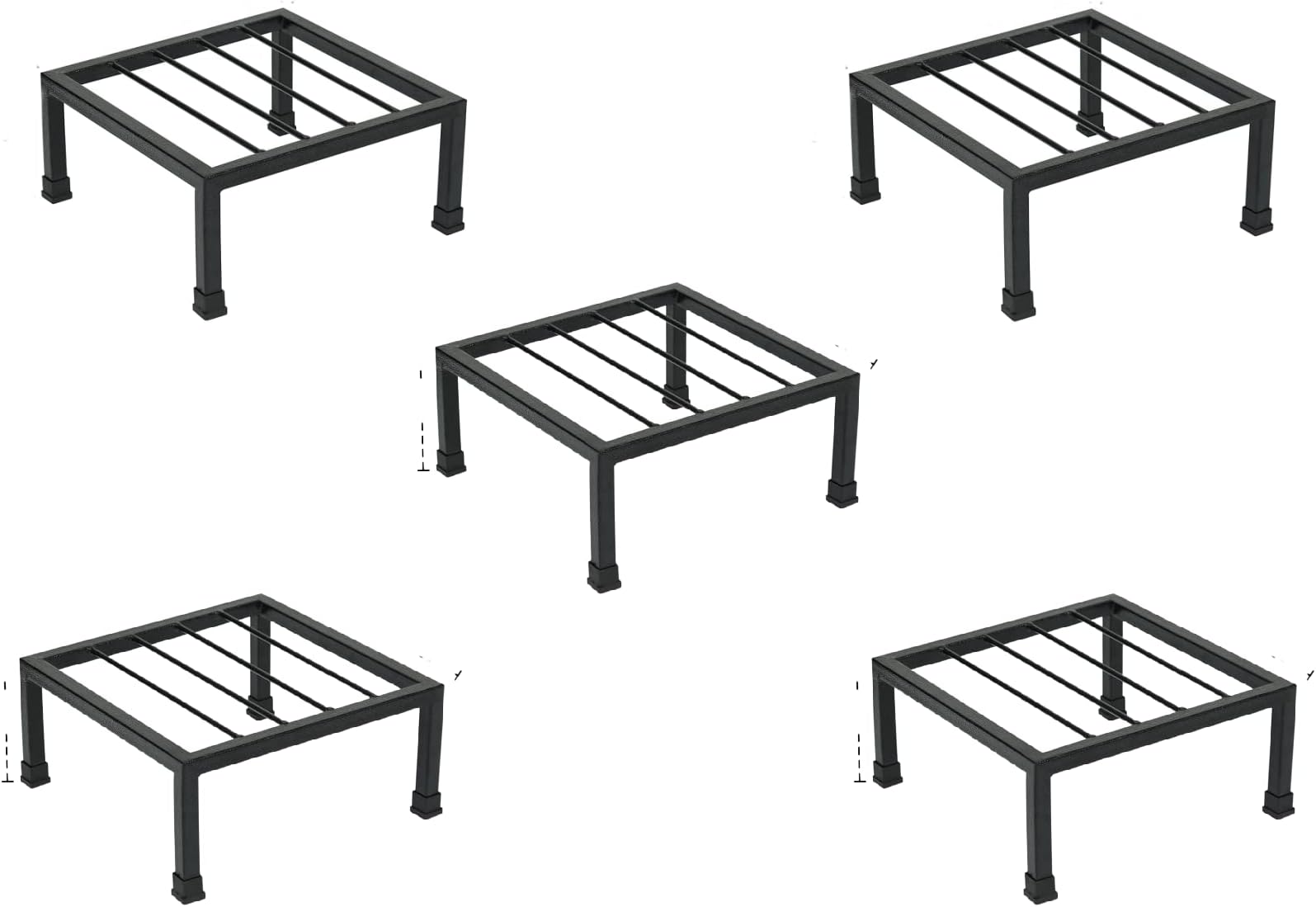 NAYRA Metal Planters Square Shape Thick and Strong Leg |Black Stand Stylish Gamla Planters Perfect Stand For Planter indoor and Outdoor (25 CM Stand)(SET OF 5)