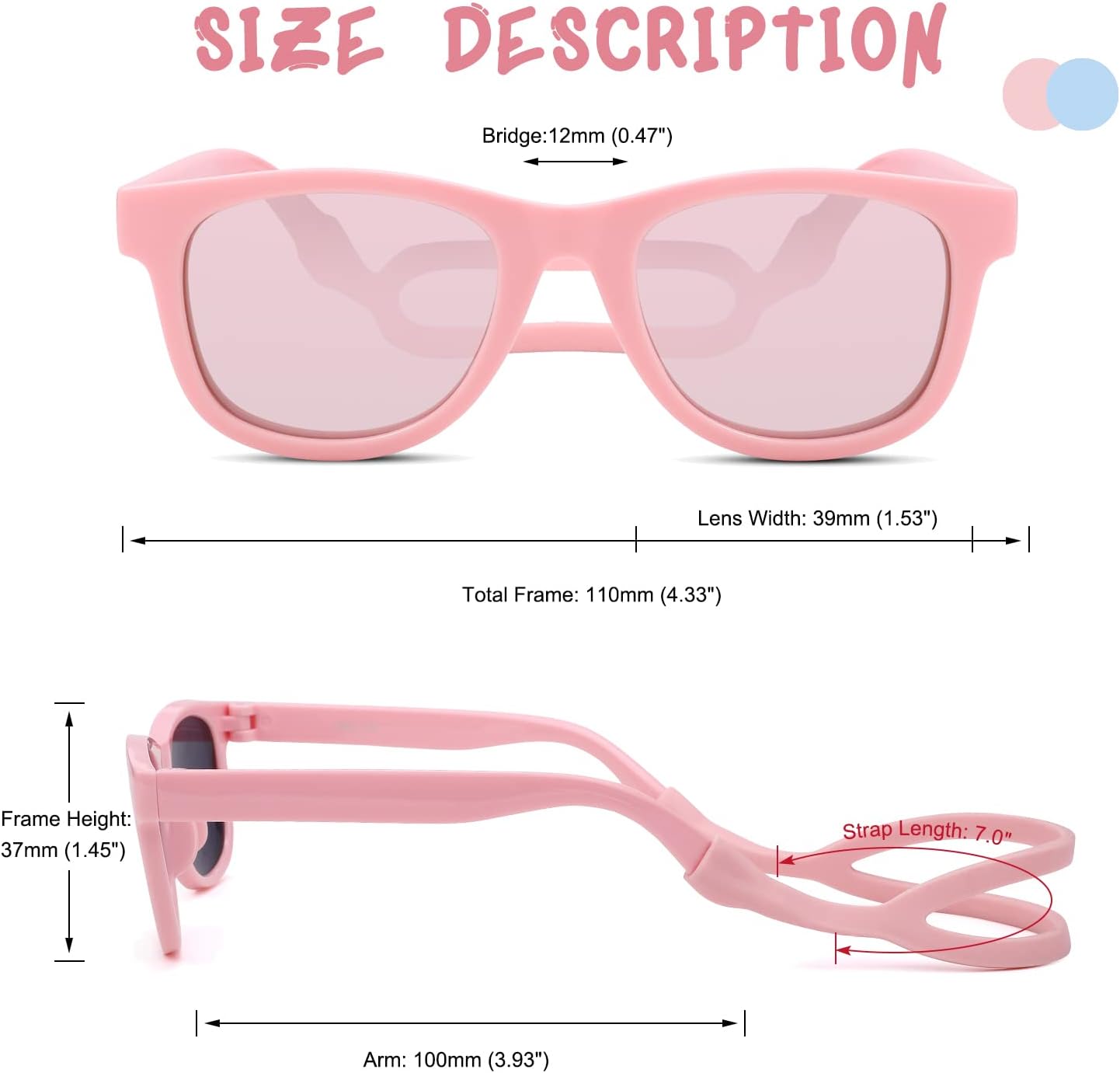 COASION Bendable Polarized Baby Sunglasses with Silicon Strap Age 0-24M image 5