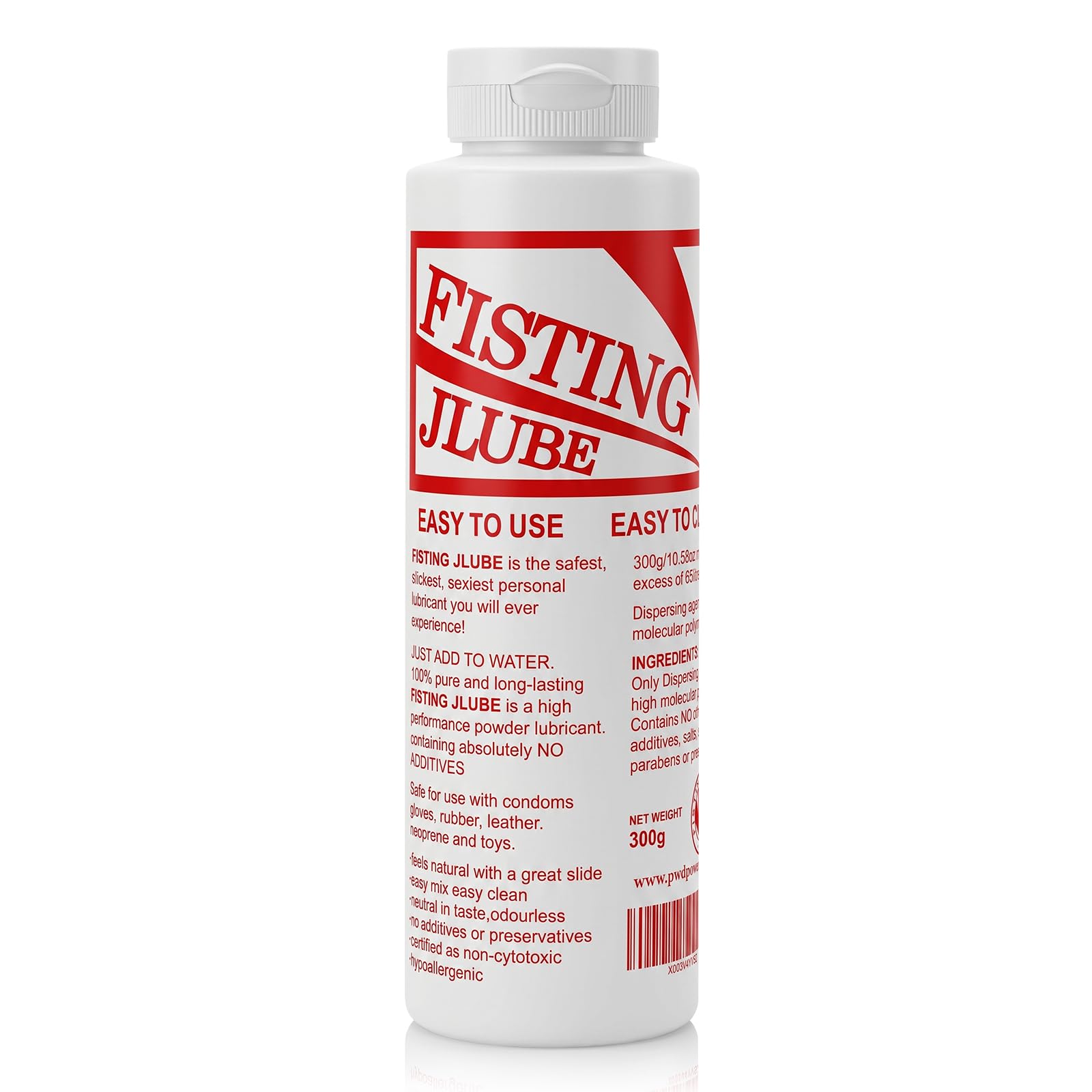 La poudre FISTING J-LUBE se mélange avec de l'eau, un flacon donne 60 l de lubrifiant, 300 g