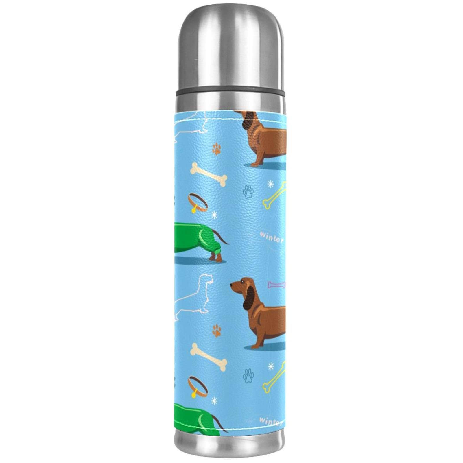Patas de huesos de perro salchicha Botella de agua de vacío de acero inoxidable para coche de oficina de viaje a casa