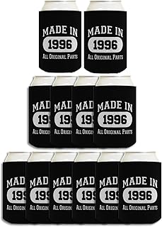 30th Birthday Decorations For Men Made In 1996 Original Parts 12-Pack Can Coolers Coolies Black