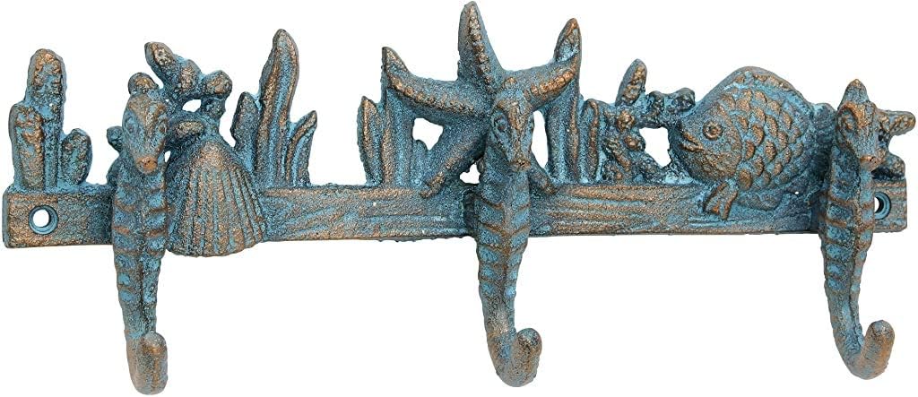 Stonebriar Decorative Cast Iron Seahorse Wall Hook Row