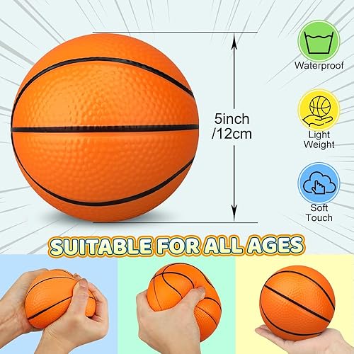Miniatura 3 de Dilabnba Mini pelotas de baloncesto de espuma naranja de 5 pulgadas para niños y adultos, bolas de estrés para apretar, seguras y suaves, de