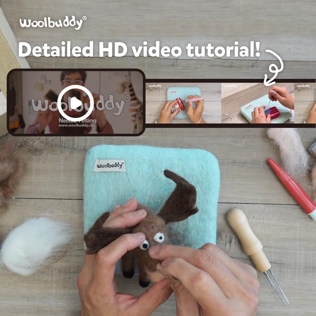 Woolbuddy Needle Felting Kit for Beginners & Adults – Llama DIY Felt Animal Starter Kit with Natural Wool Roving, Felting Needles & Step-by-Step Instructions