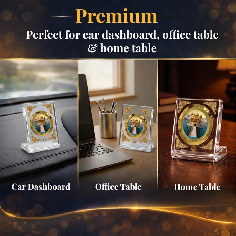 Image of DIVINITI 24K Gold Plated Religious Car Dashboard Frame | Premium God Idol Frame for Car, Home Mandir & Office Table | Spiritual Gift, Decorative Showpiece
