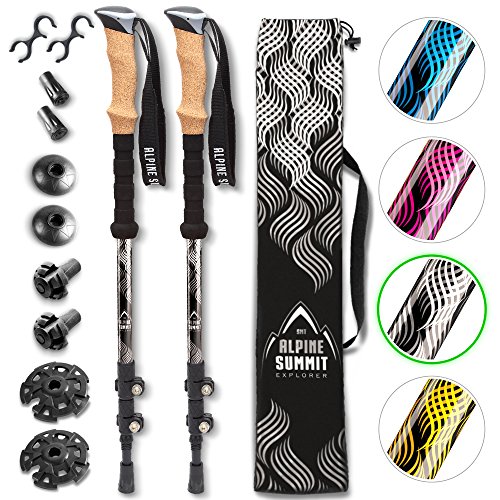 Alpine Summit Hiking/Trekking Poles with Quick Locks, Walking Sticks with Strong and Lightweight 7075 Aluminum and Cork Grips - Enjoy The Great Outdoors
