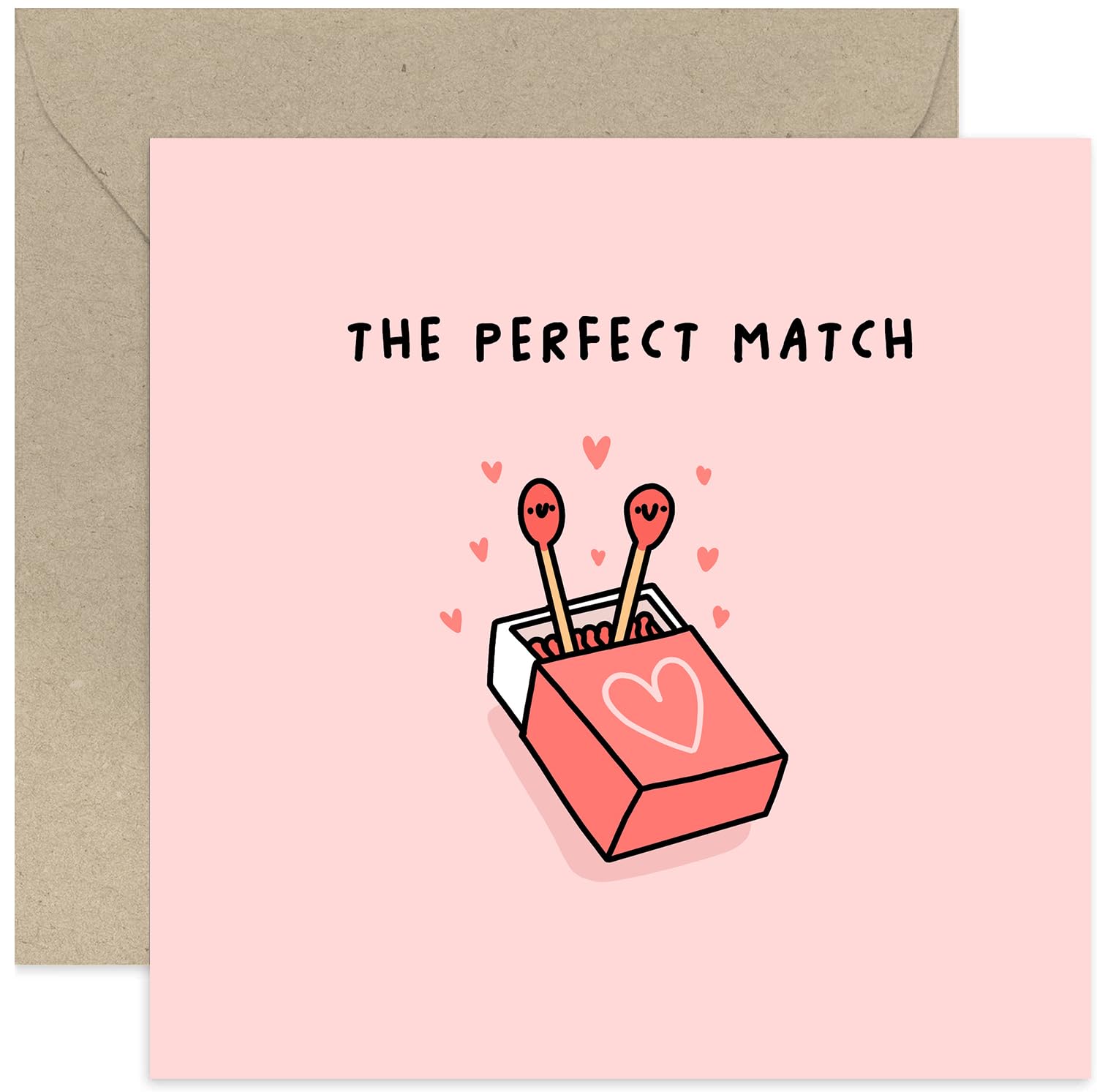 Old English Co. Wedding Anniversary Card for Couple - Humour Card For Husband Wife - 'Perfect Match' Matchbox Anniversary Design - For Boyfriend