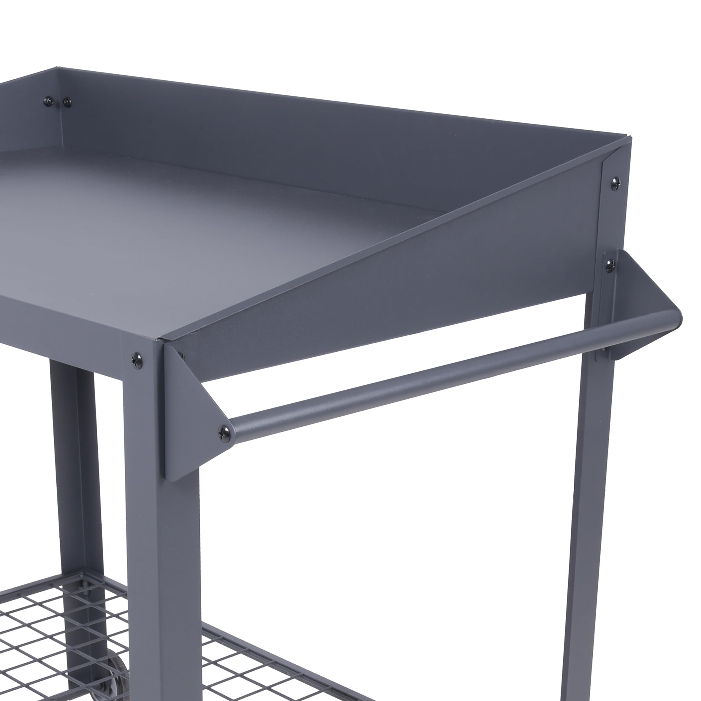 Spetebo Metalowy stół na rośliny na kółkach – 90 x 55 cm – ogrodniczy stół z półką z siatki