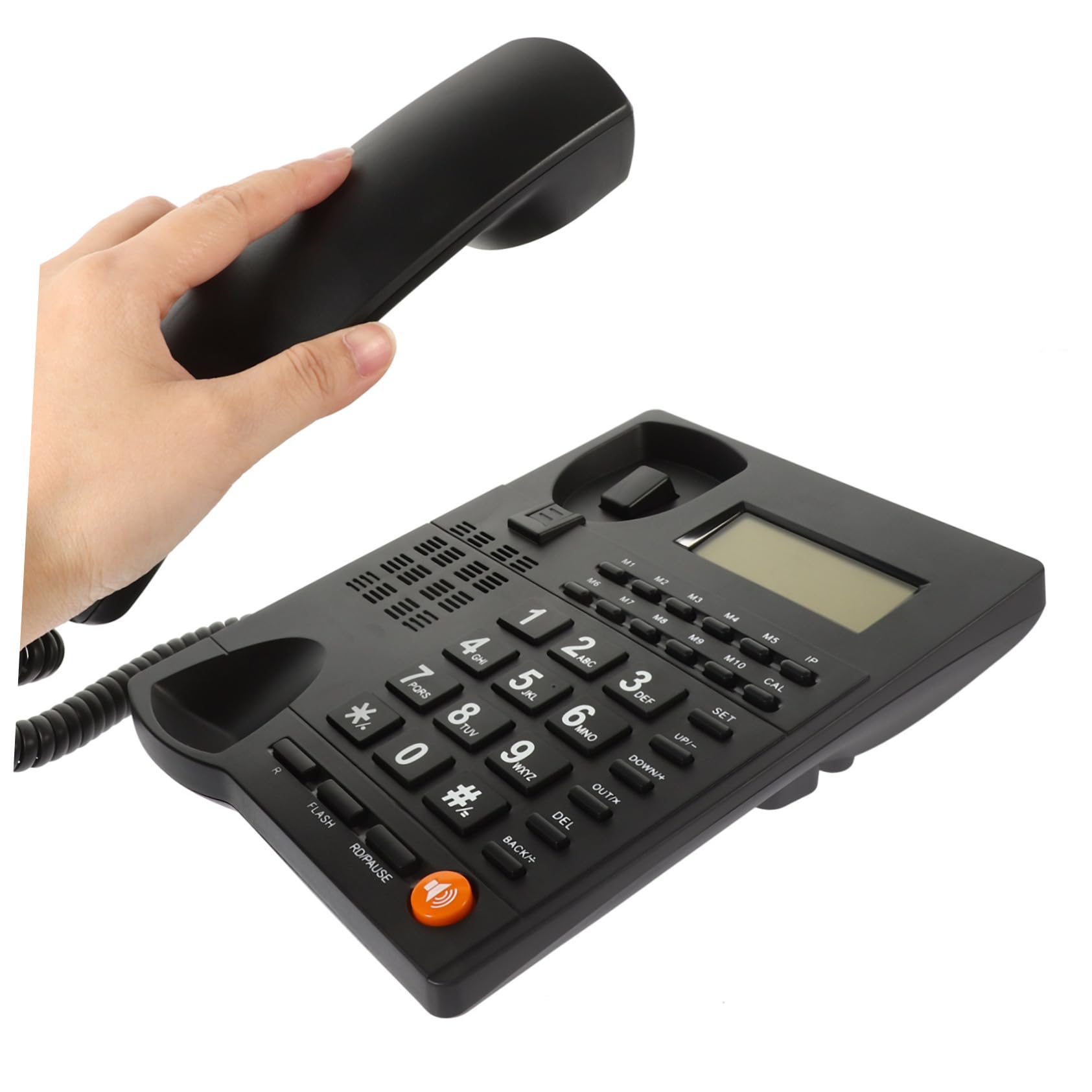 Telefono Fisso Tasti Grandi per Anziani Display Chiamante | Casa e Ufficio, Colore Nero, Struttura in Abs Componenti Elettronici e Rame
