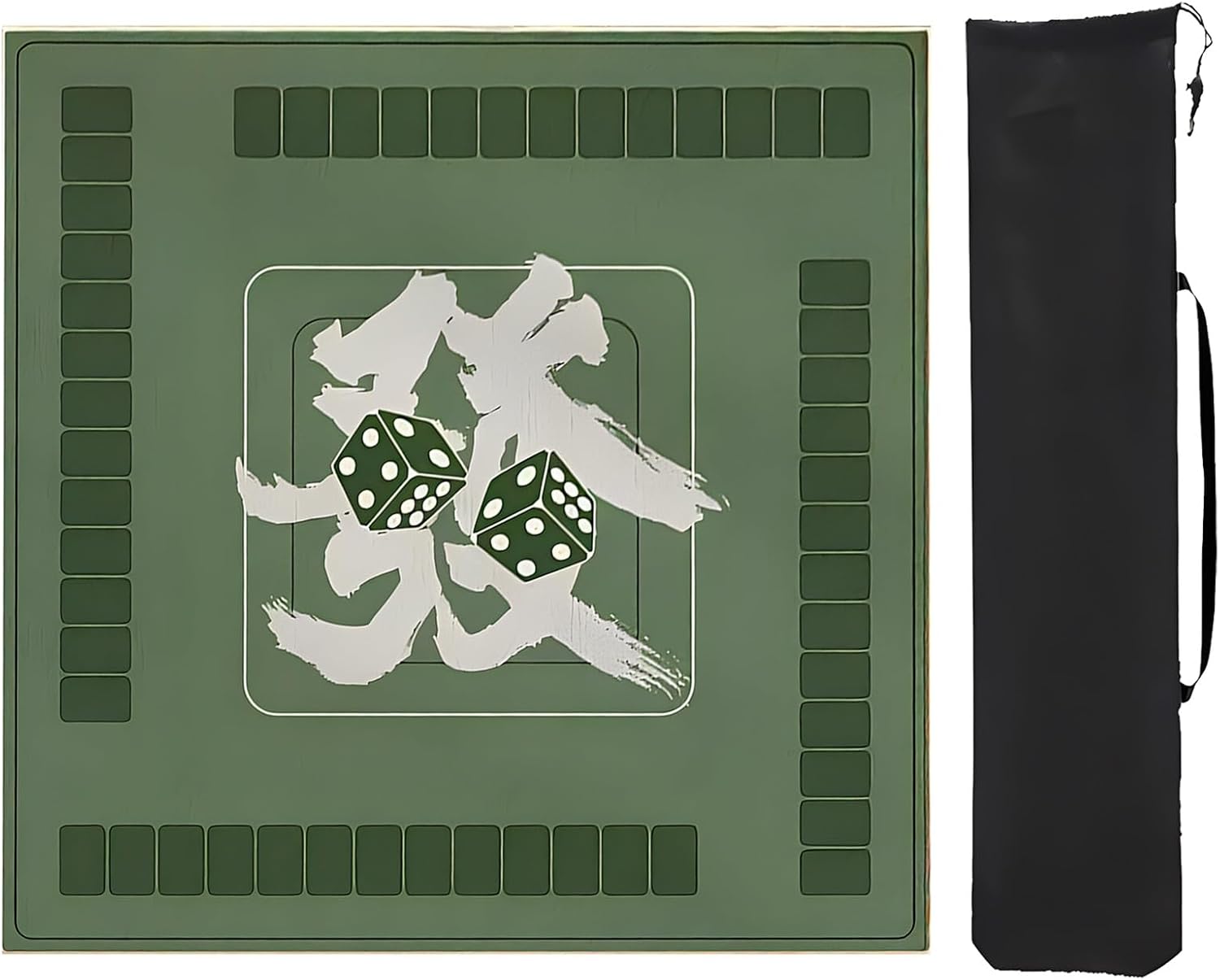 Mahjong Mat with Storage Bag, Square Mahjong Table Mat, Mahjong Game Mat with Edge, Mahjong Pad for Poker Card Games ( Color : Green 2 , Size : 95cm/37.4in )