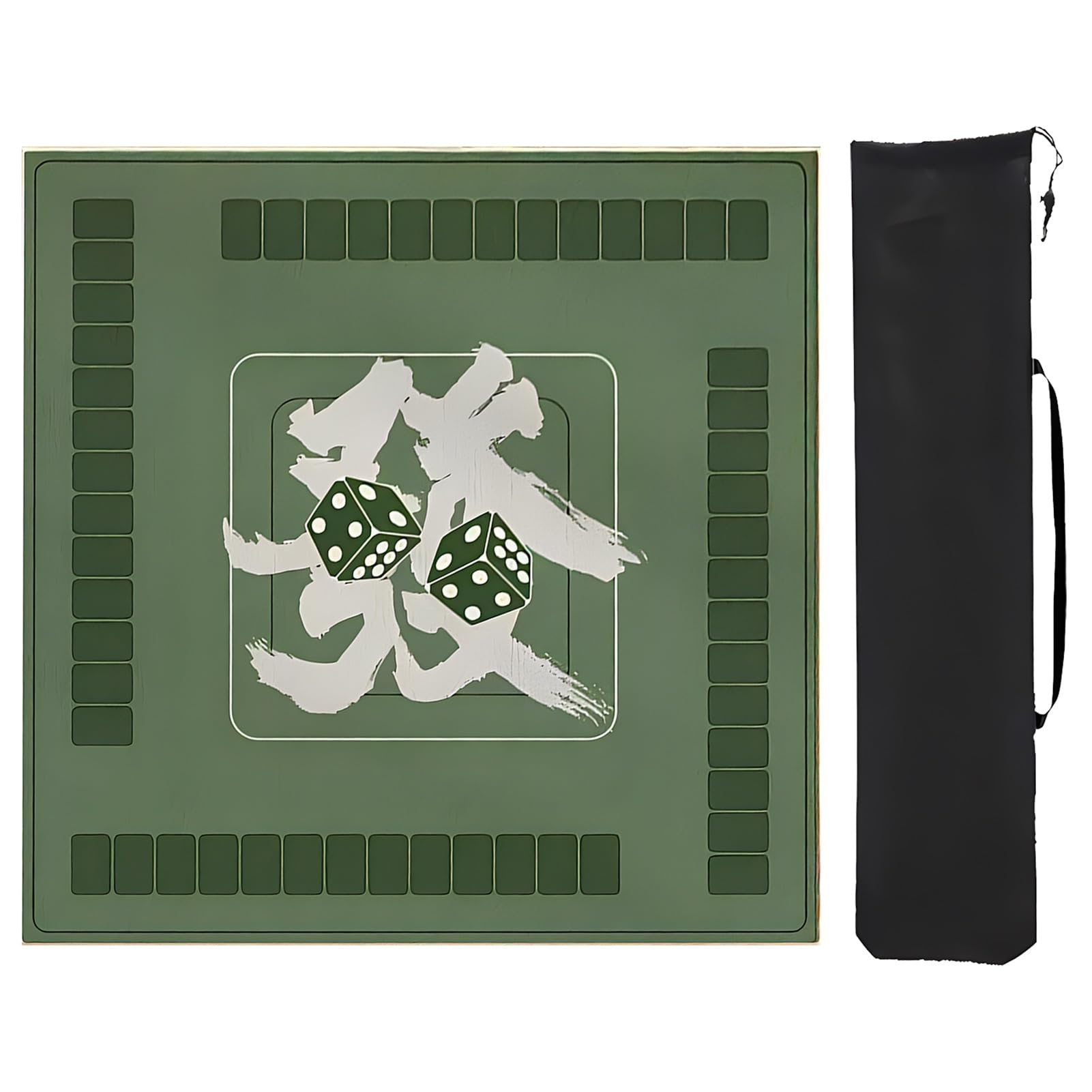 tapete de póquer, Tapete de Mesa Majiang, tapete Mahjong con Bolsa Almacenamiento, Cuadrado(Green 2,95cm/37.4in)