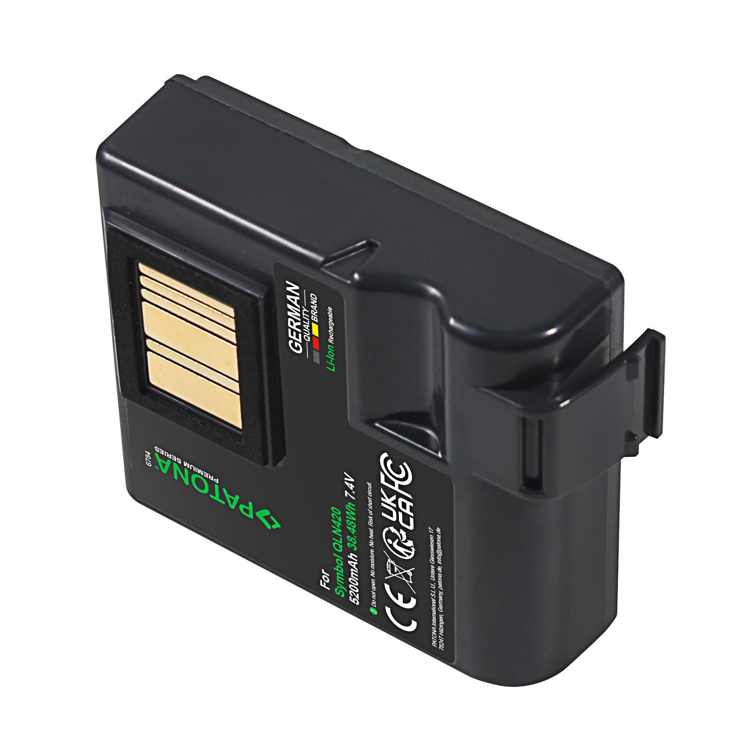 PATONA Batteria Premium per Zebra QLN420, ZQ630, ricambio per simbolo Zebra P1040687/P1050667-016, 7,4 V, 5200 mAh, agli ioni di litio, scanner manuale con codice a barre, di alta qualità o seconda
