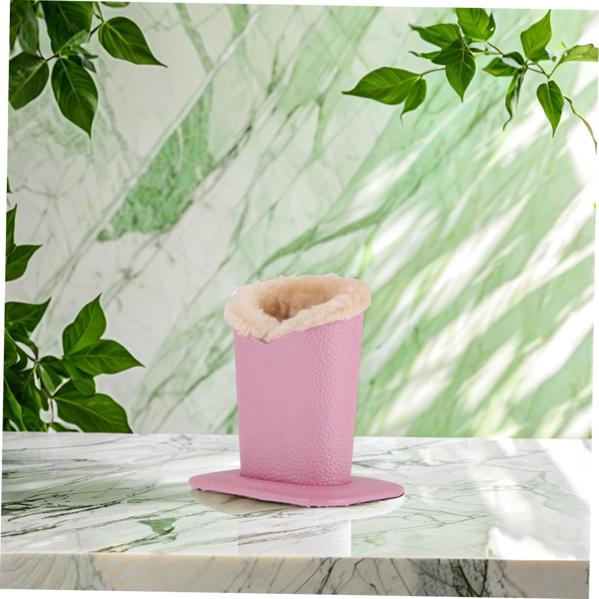 COLLBATH 1Pc Plush Lined Leather Holder Stand Stylish Display Rack for Sunglasses Glasses for Home Office Decor Modern Design Pattern