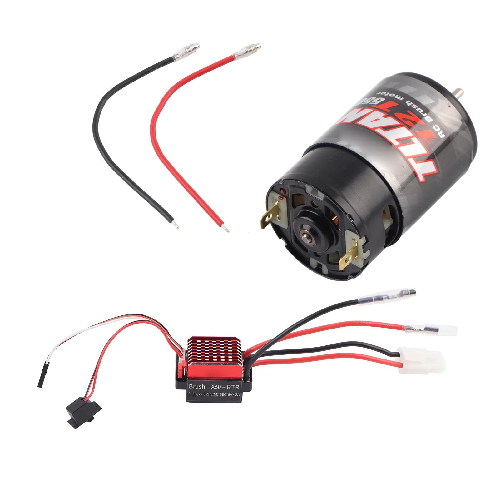 Dilwe Motore Spazzolato ESC RC, regolatore di velocità elettronico Spazzolato 360A + 550 Motore Spazzolato 1:10 Pezzo di Ricambio per aggiornamento Auto RC(12t)