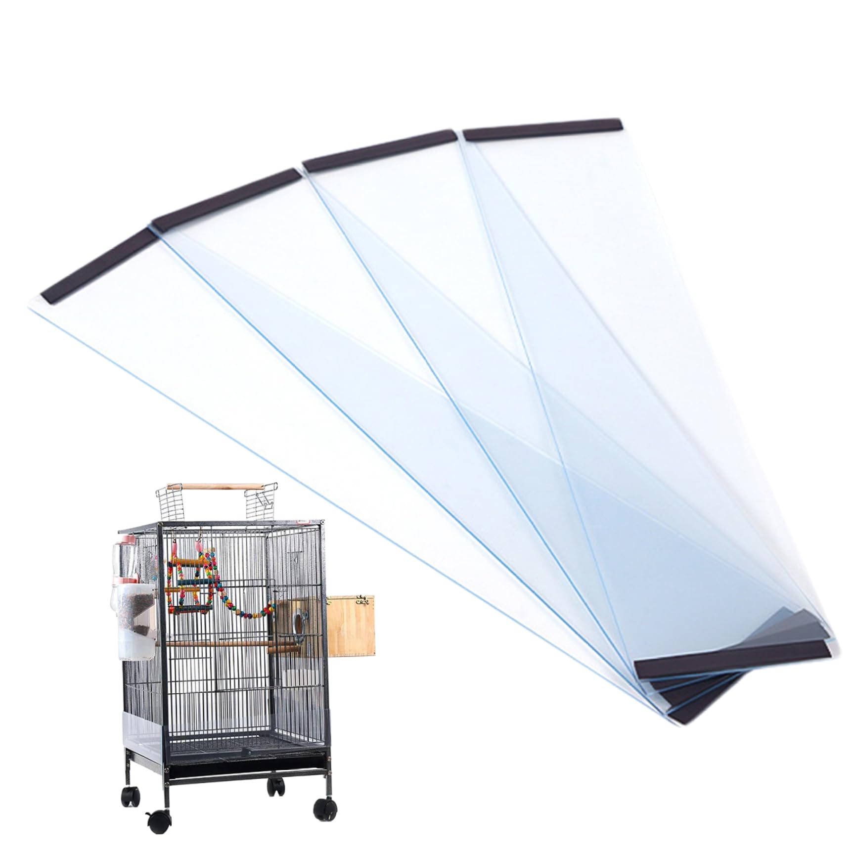 Hdbhsbe Transparent Bird Cage Seed Catcher Guard 4Pcs Anti-Scatter Mess-Free Bird Seed Catcher Pvc Cage For Parrot, Parakeet, Macaw