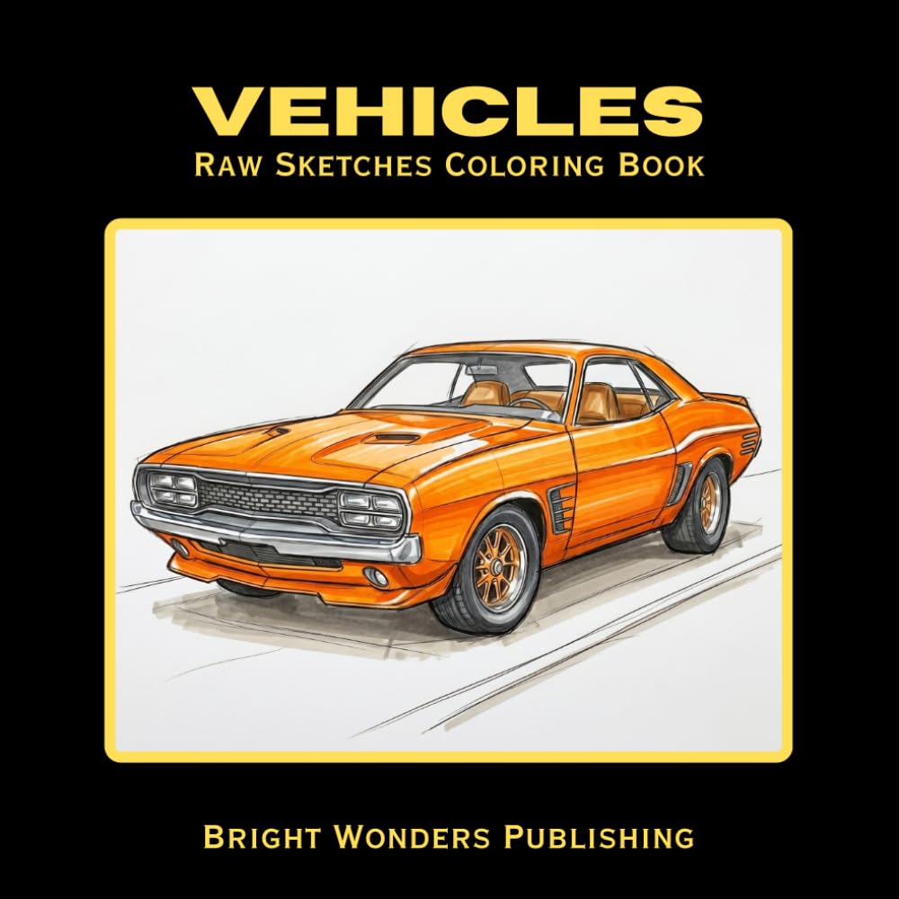Vehicles Coloring Book: 30 Sketchbook Drawings of Vehicles Ready to Color