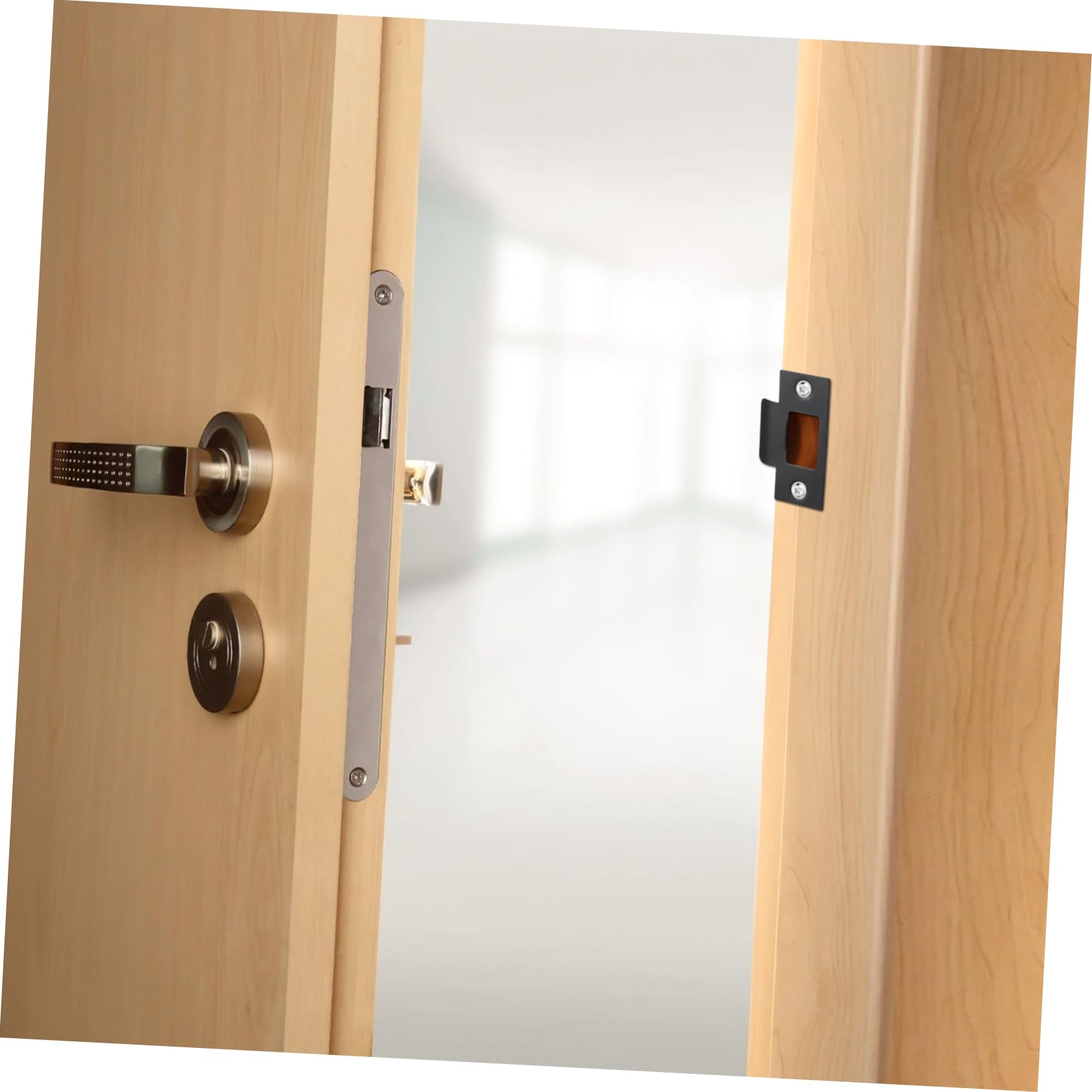 Lurrose 4 Ensembles Guide De Serrure De Porte Loquet Le Buteur Clé Verrou Porte Plaque De Fixation De Verrouillage De Porte Plaque De Réparation De Porte Acier Inoxydable Noir 4 Pièces * 4