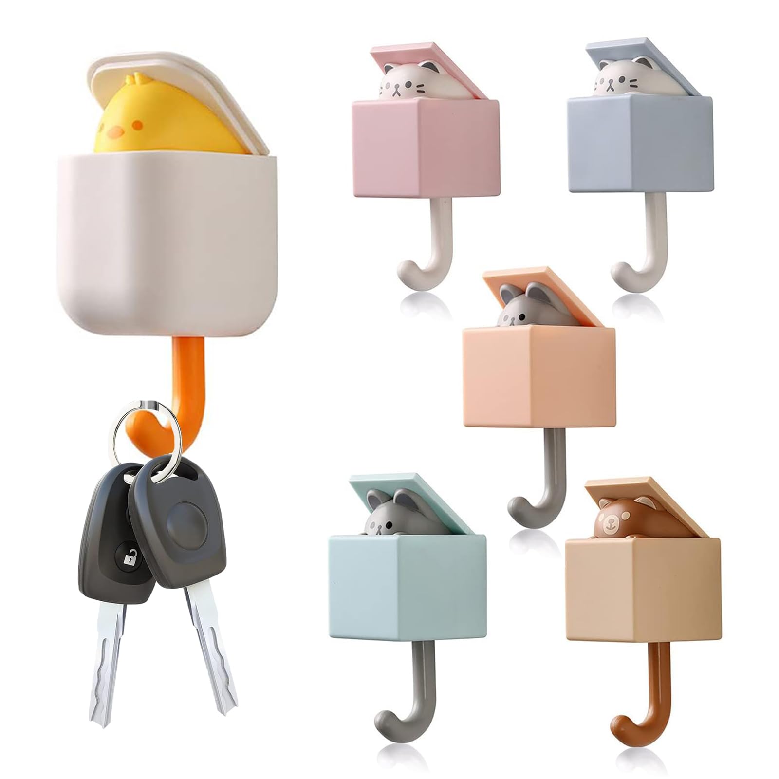 6 Ganchos Creativos para Llaves,Ganchos de Perchero de Pared,Formas ...