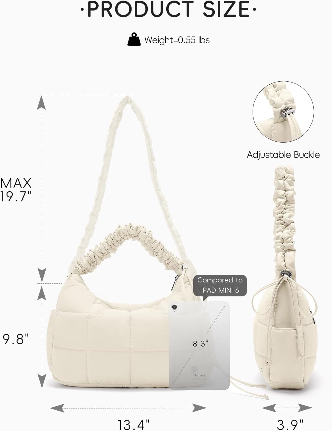 WESTBRONCO Medium Puffer Crossbody Bags for Women Nylon Shoulder Bag Quilted Hobo Bag Women's Handbags with Adjustable Strap - Image 2