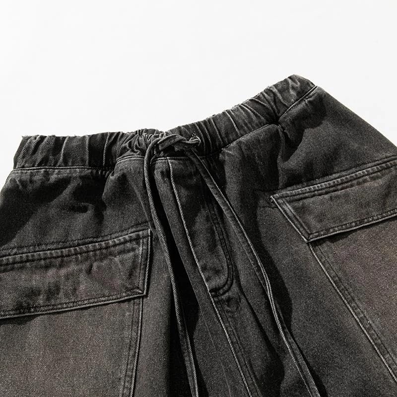 Autumn Men Baggy Jeans Vintage Plain Pants Casual Wide Leg Loose Fit Denim Hip Hop Straight Trousers 7