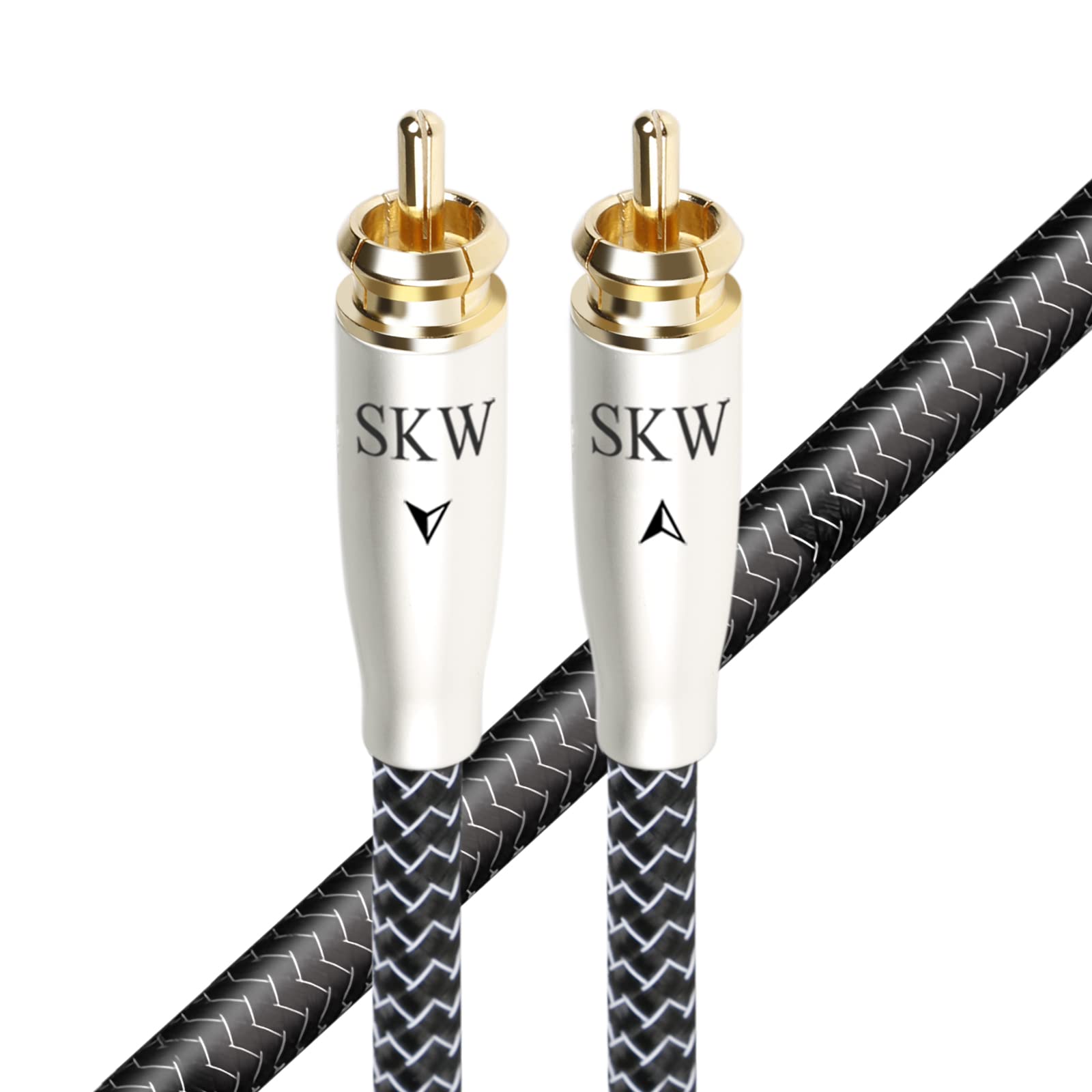 SKW High-end Cable Cinch RCA Coaxial Digital, Conductor Interior de Cobre/Plata Cable de Audio RCA S/PDIF Cable Coaxial para Subwoofer, CD, altavoz, receptor AV, amplificador - 1.5M