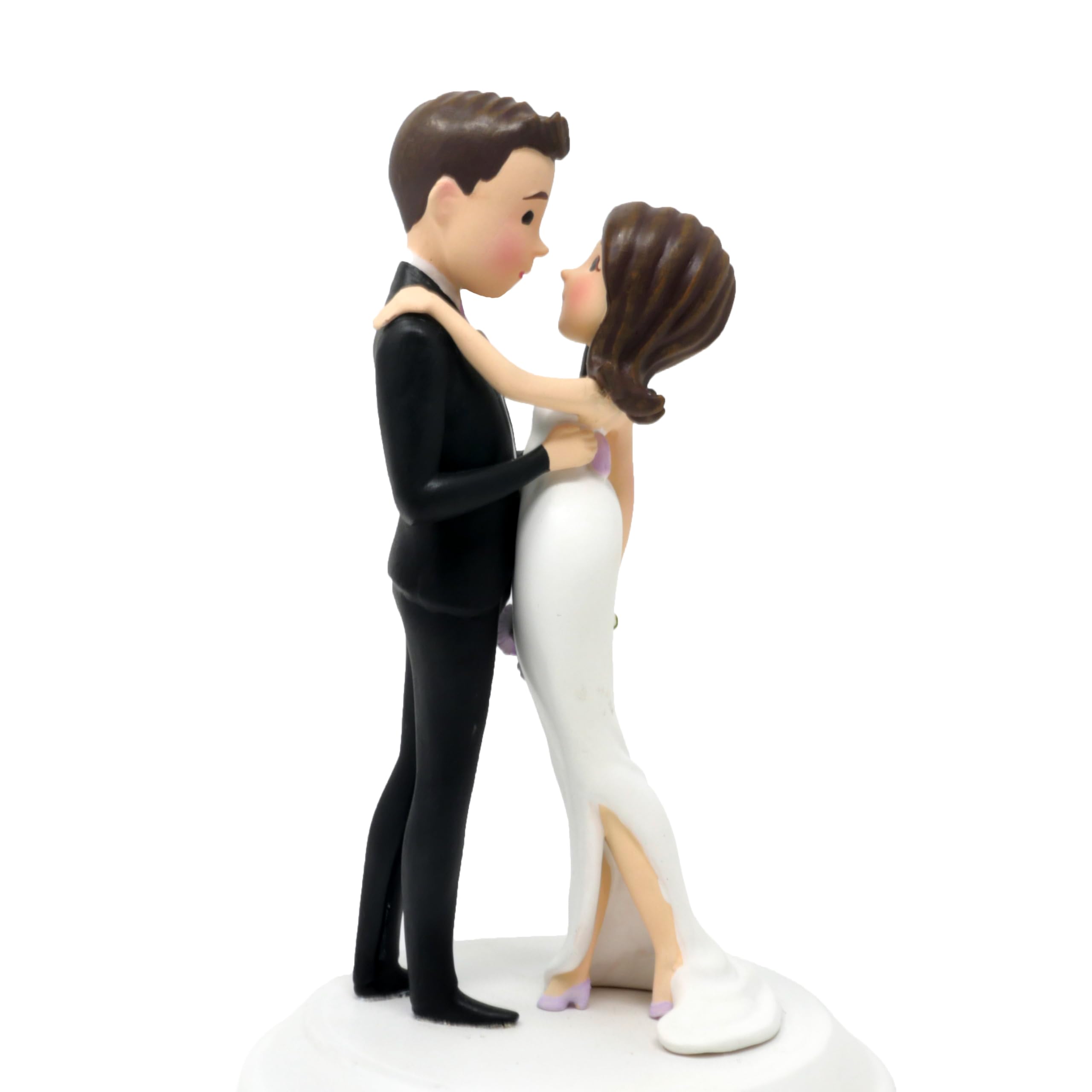 Dihtan Hochzeitstortenaufsatz Braut und Bräutigam – 15,2 x 8,9 cm, handbemalte Kuchendekorationen Mr and Mrs, aus Kunstharz, BrautzuzuKuchenaufsatz – ideal für Hochzeit, Jahrestag,