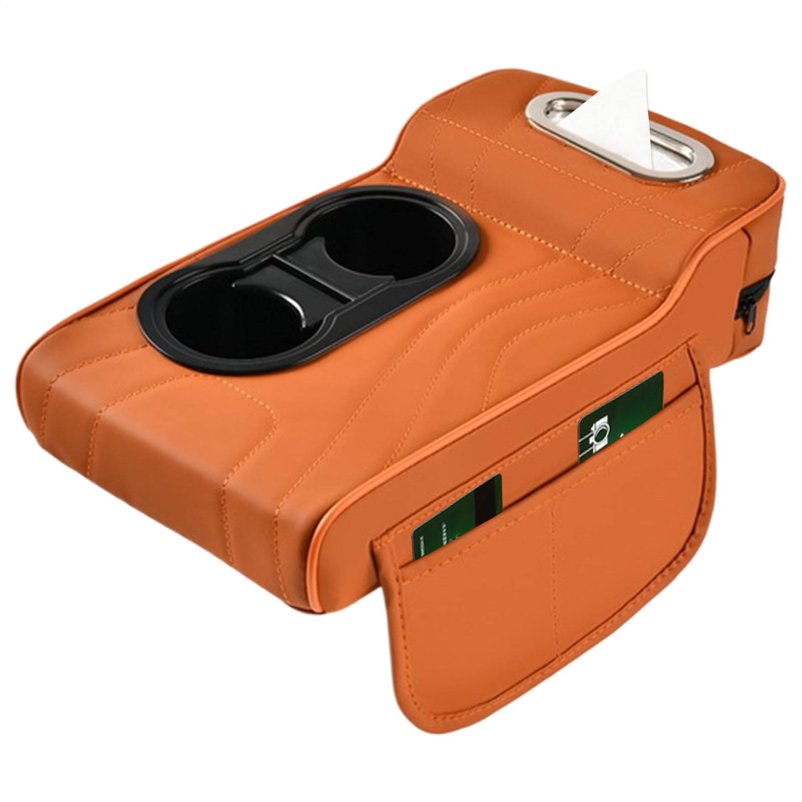 Housse d'accoudoir central pour voiture avec porte-gobelets double et rangement