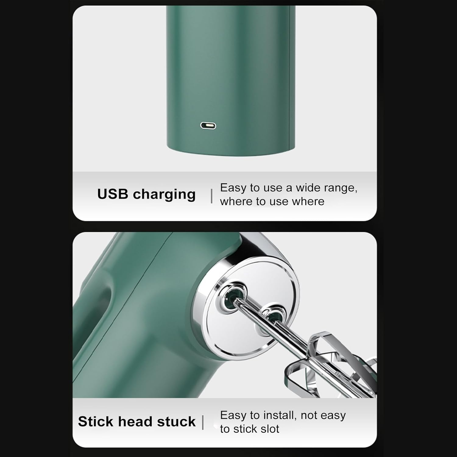 Cordless Electric Whisk, 3 Speeds USB Rechargeable Handheld Electric Whisk, Stainless Steel Egg Beater Handheld Mixer Blender Milk Frother for Kitchen Blue