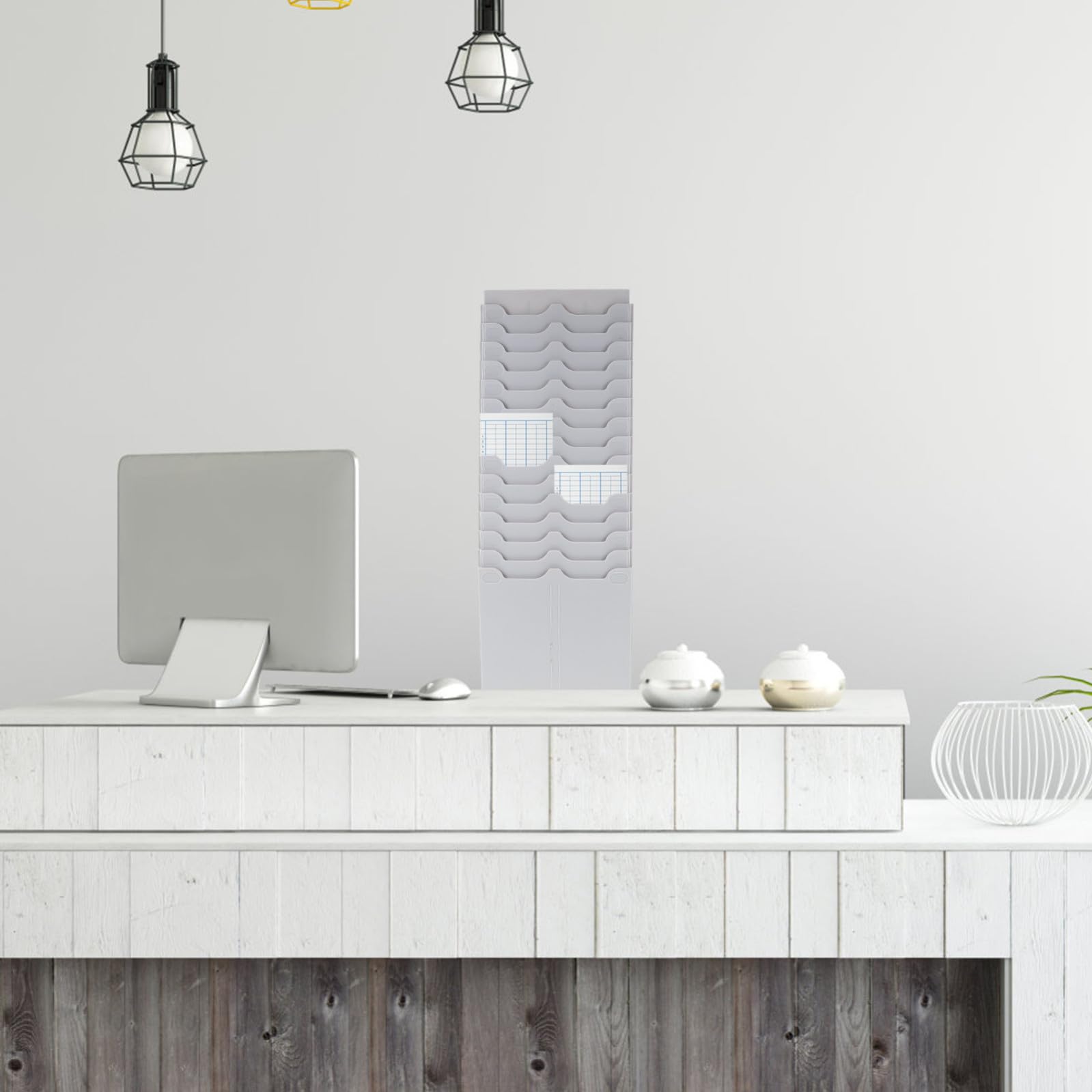 Zerodeko Scaffale Pratico e Funzionale Estensibile Porta Cartellini in Plastica 30 Slot Organizer da Muro per Conservazione Cartellini per Ufficio e Fabbrica