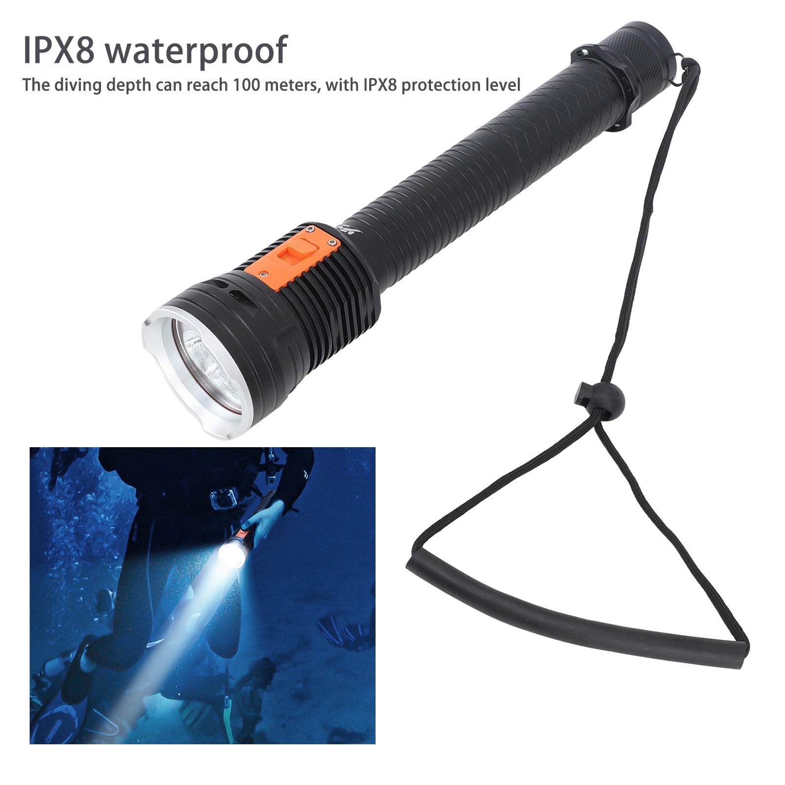 Lampada Torcia Subacquea, Torcia Subacquea Super Luminosa, Torcia Sommergibile Impermeabile per Attività Subacquee