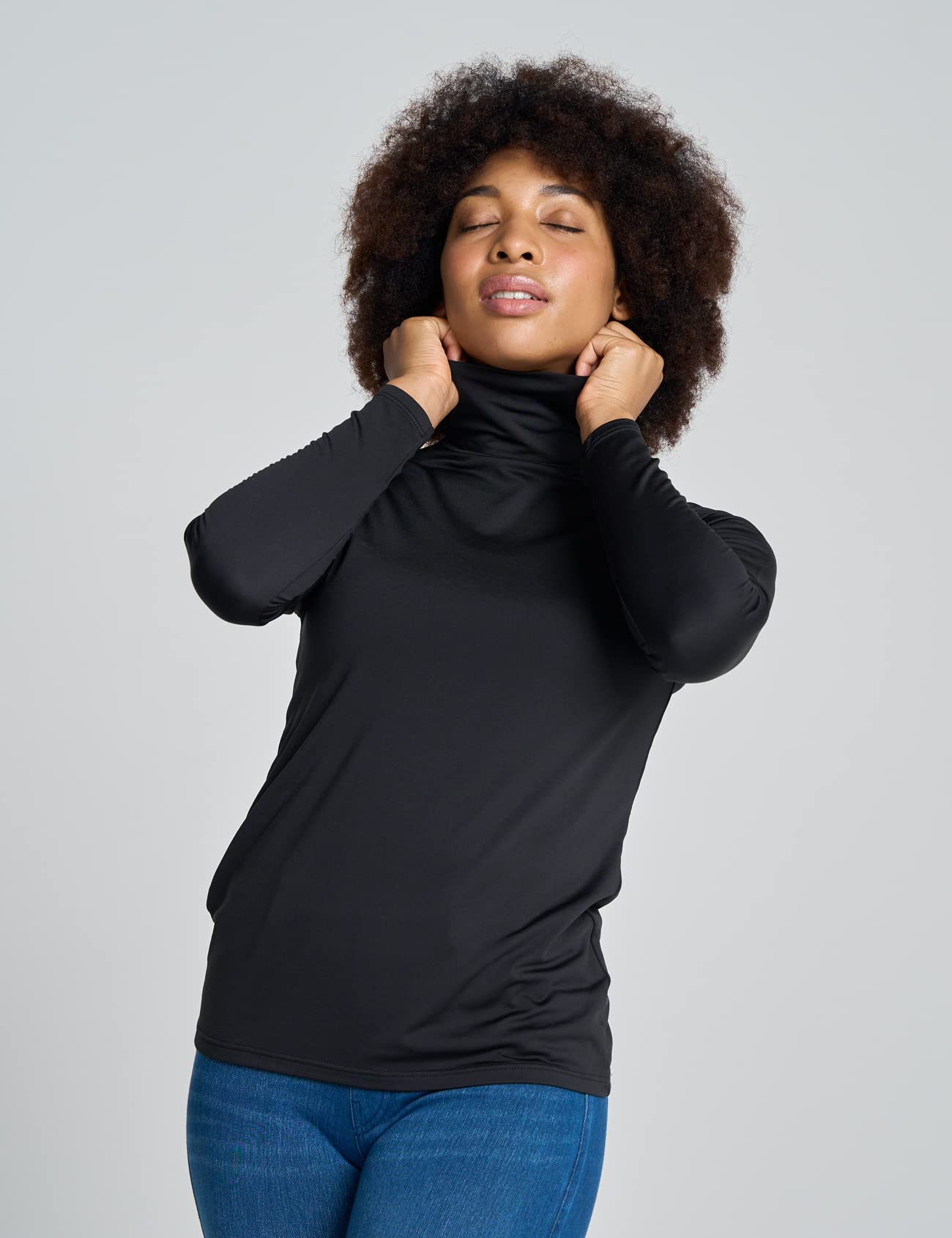 LAPASA Donna Maglia Termica Dolcevita Leggera/Peso Medio L88 L90 - Abbigliamento Termico Traspirante a Maniche Lunghe Fodera in Pile Strato Base